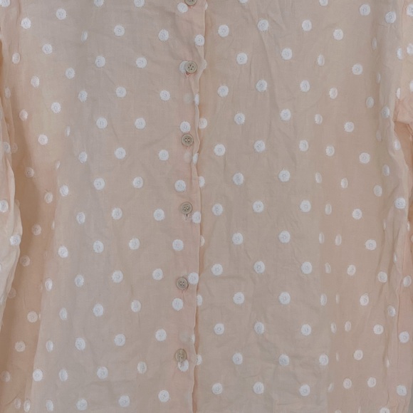 Copper Key Pastel Peach Sheer Textured Polka Dot Button Down Top Size Med - Picture 3 of 8